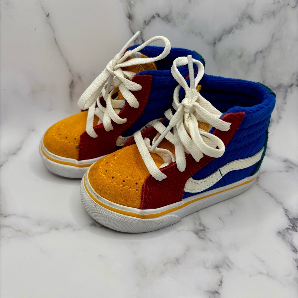 Vans Kids Sneakers in Blue, Red, and Yellow